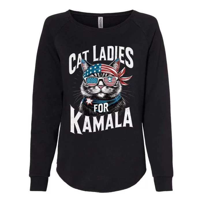 Cat Ladies For Kamala 2024 President Kamala Harris Womens California Wash Sweatshirt