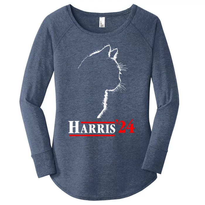 Cat Ladies For Kamala Funny Cat 2024 President Kamalaharris Women's Perfect Tri Tunic Long Sleeve Shirt