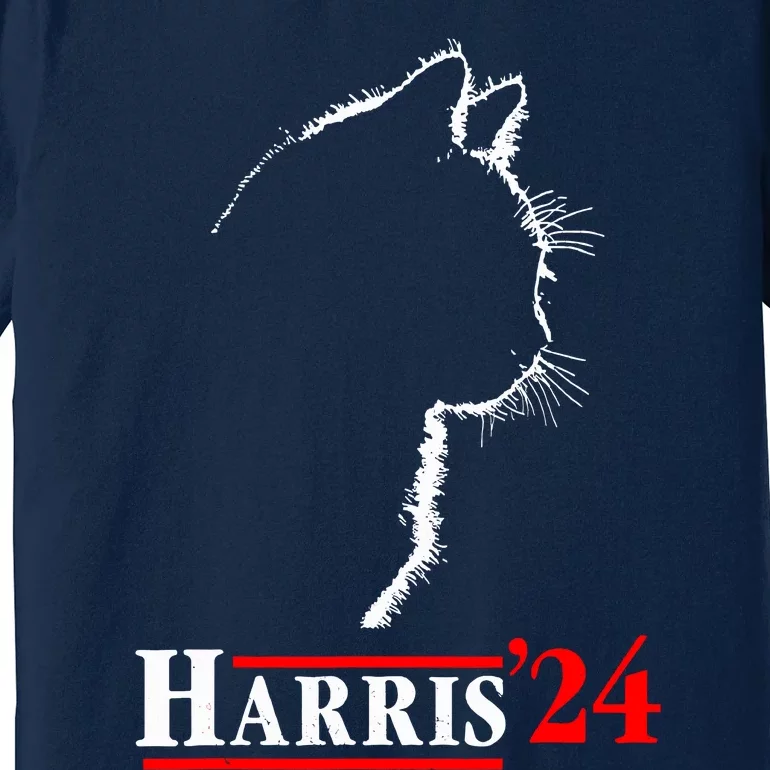 Cat Ladies For Kamala Funny Cat 2024 President Kamalaharris Premium T-Shirt