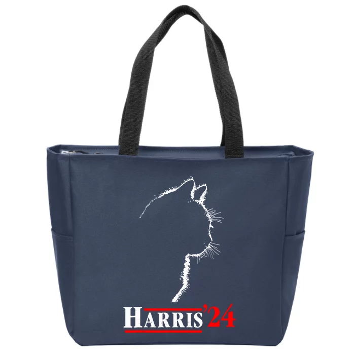 Cat Ladies For Kamala Funny Cat 2024 President Kamalaharris Zip Tote Bag