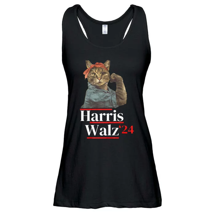 Cat Ladies For Kamala Walz Funny Cat 2024 President Ladies Essential Flowy Tank