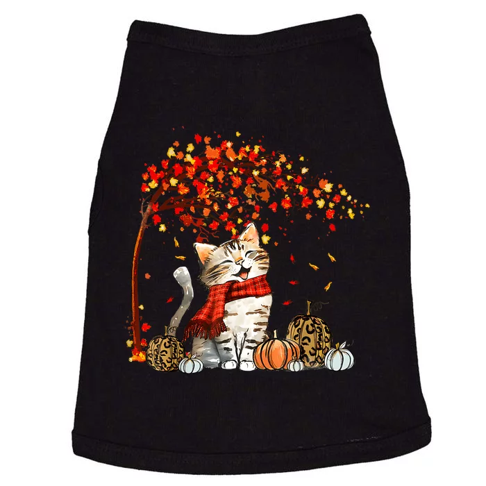 Cat Leaf Fall Hello Autumn Cat Kitten Lover Thanksgiving Doggie Tank