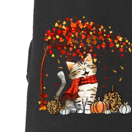 Cat Leaf Fall Hello Autumn Cat Kitten Lover Thanksgiving Doggie 3-End Fleece Hoodie