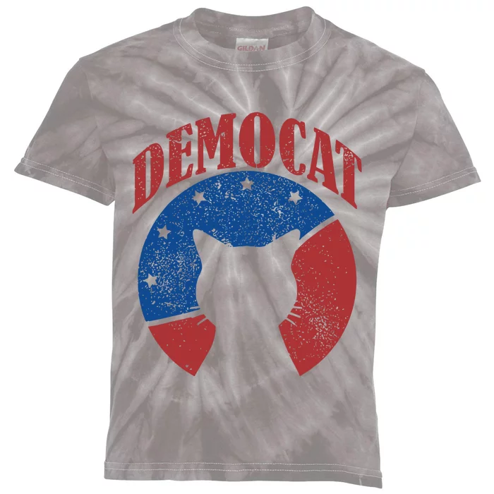 Cat Ladies For Kamala Democat President Kamala Harris Kids Tie-Dye T-Shirt