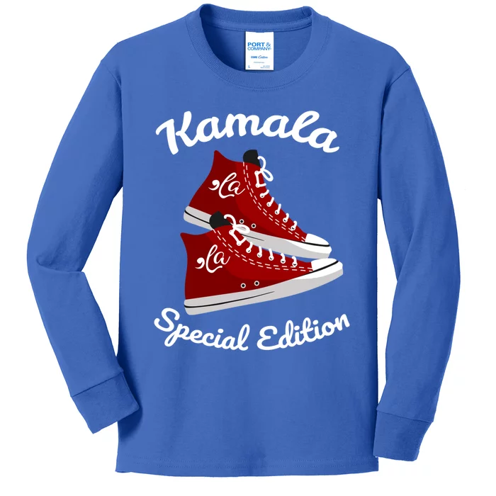 Comma La Funny Kamala Harris Vintage Sneakers Gift Kids Long Sleeve Shirt