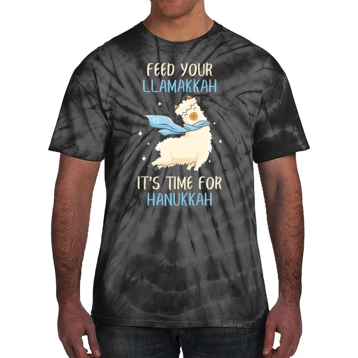 Chanukah Llama Feed Your Llamakkah It's Time For Hanukkah Tie-Dye T-Shirt