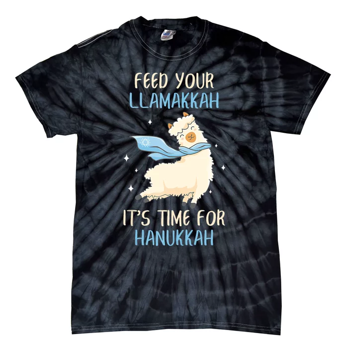 Chanukah Llama Feed Your Llamakkah It's Time For Hanukkah Tie-Dye T-Shirt