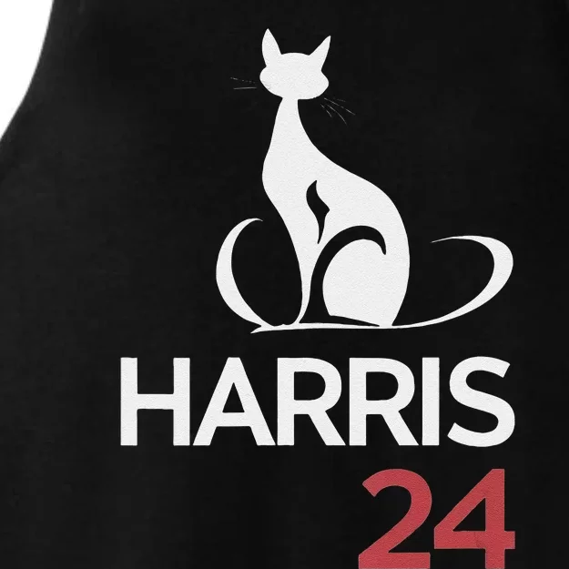 Cat Ladies For Kamala Funny Cat 2024 President Kamala Harris Ladies Tri-Blend Wicking Tank