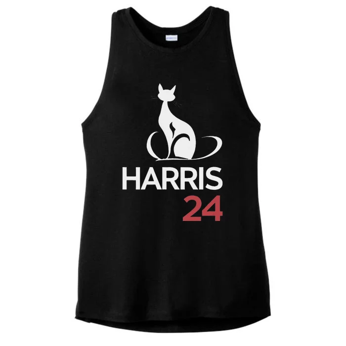 Cat Ladies For Kamala Funny Cat 2024 President Kamala Harris Ladies Tri-Blend Wicking Tank