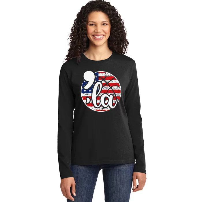 Comma La For Basketball Fans Ladies Long Sleeve Shirt