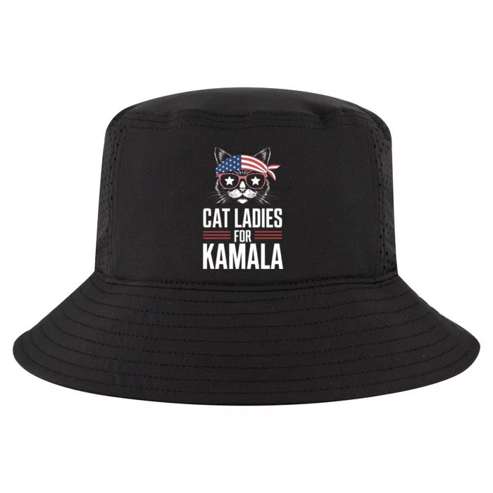 Cat Ladies For Kamala Funny Cat 2024 President Kamala Harris Cool Comfort Performance Bucket Hat