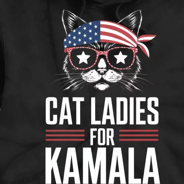 Cat Ladies For Kamala Funny Cat 2024 President Kamala Harris Tie Dye Hoodie