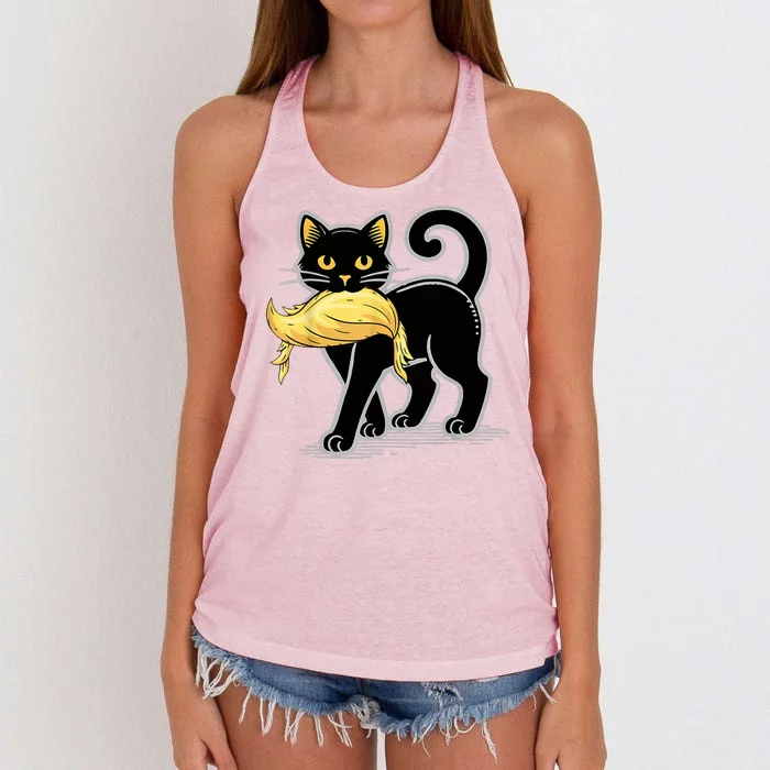 Cat Ladies For Kamala Harris Donald Trump 2024 Women's Knotted Racerback Tank