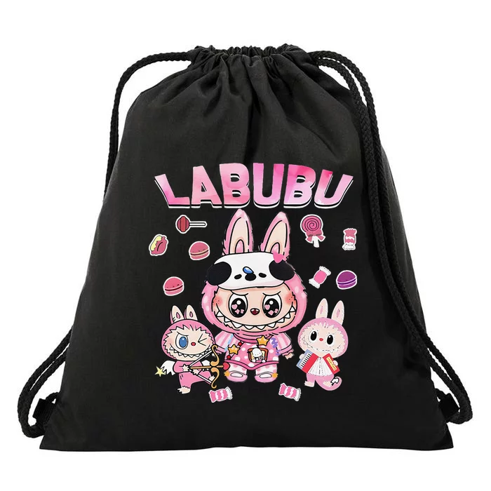 Cute Labubu Funny The Monsters Pin.K Meme Birthday Drawstring Bag