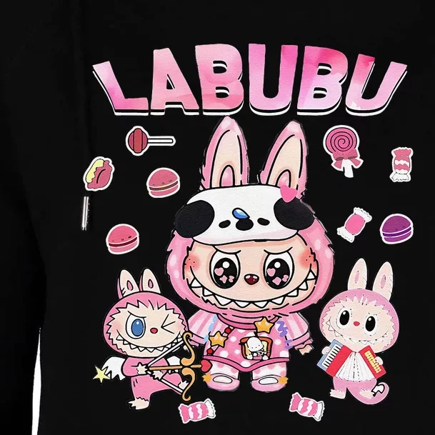 Cute Labubu Funny The Monsters Pin.K Meme Birthday Womens Funnel Neck Pullover Hood