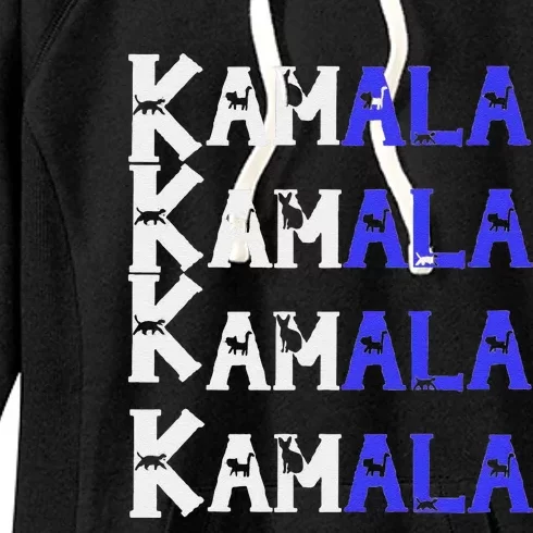 Cat Ladies For Kamala Funny Cat 2024 President Kamala Harris Women's Fleece Hoodie