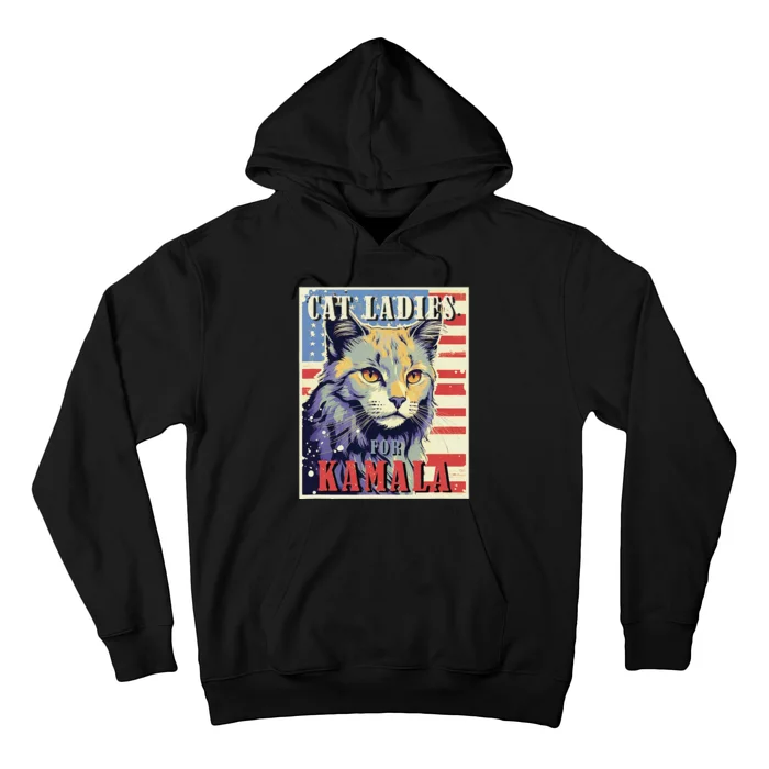 Cat Ladies For Kamala Funny Cat 2024 President Kamala Harris Hoodie