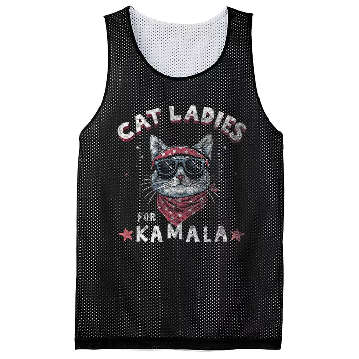 Cat Ladies For Kamala Harris 2024 Cute Patriotic Democrats Mesh Reversible Basketball Jersey Tank