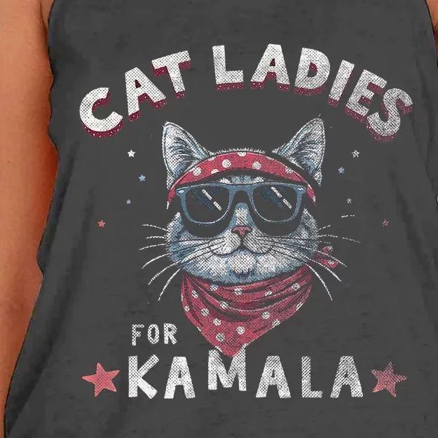 Cat Ladies For Kamala Harris 2024 Cute Patriotic Democrats Women's Knotted Racerback Tank