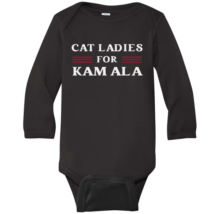 Cat Ladies For Kamala Harris 2024 Us President Election Vote Baby Long Sleeve Bodysuit