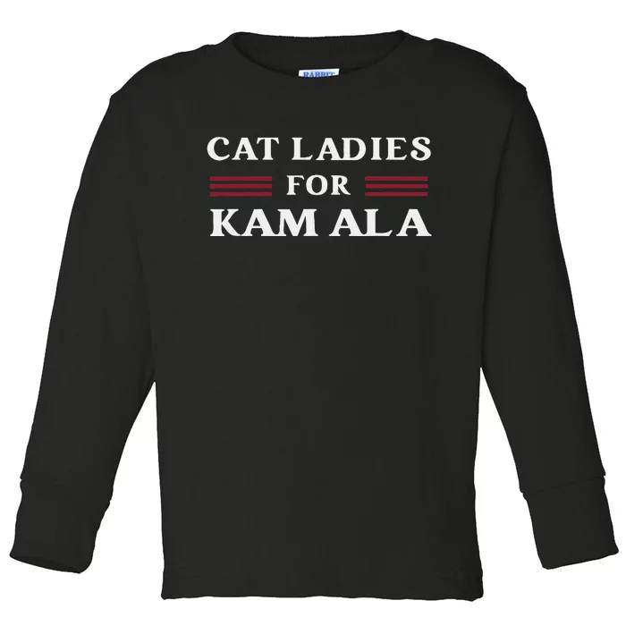 Cat Ladies For Kamala Harris 2024 Us President Election Vote Toddler Long Sleeve Shirt