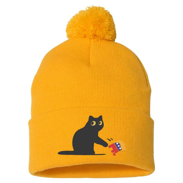 Cat Ladies For Kamala Harris Donald Trump 2024 Sarcastic Pom Pom 12in Knit Beanie