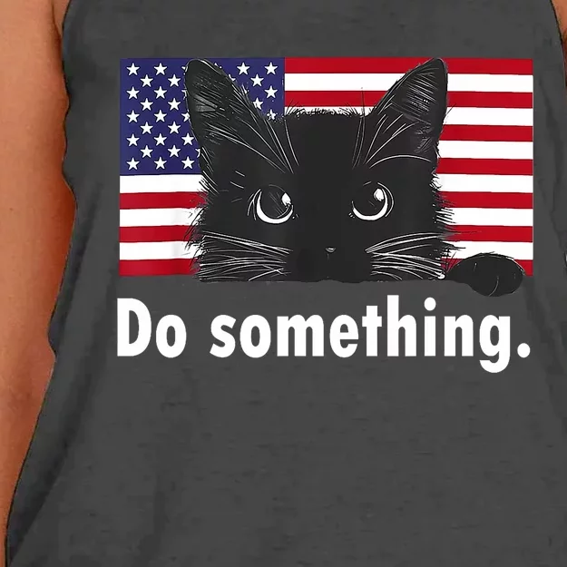 Cat Ladies Funny Kamala Harris 2024 Election Do Something Women's Knotted Racerback Tank