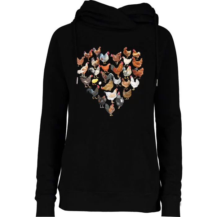 Chicken Love For Farmer Raising Chickens Farm Womens Funnel Neck Pullover Hood