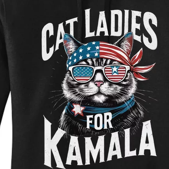 Cat Ladies For Kamala 2024 President Kamalaharris Gift Women's Pullover Hoodie