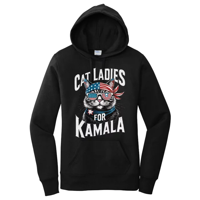 Cat Ladies For Kamala 2024 President Kamalaharris Gift Women's Pullover Hoodie