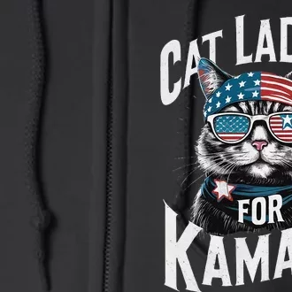 Cat Ladies For Kamala 2024 President Kamalaharris Gift Full Zip Hoodie