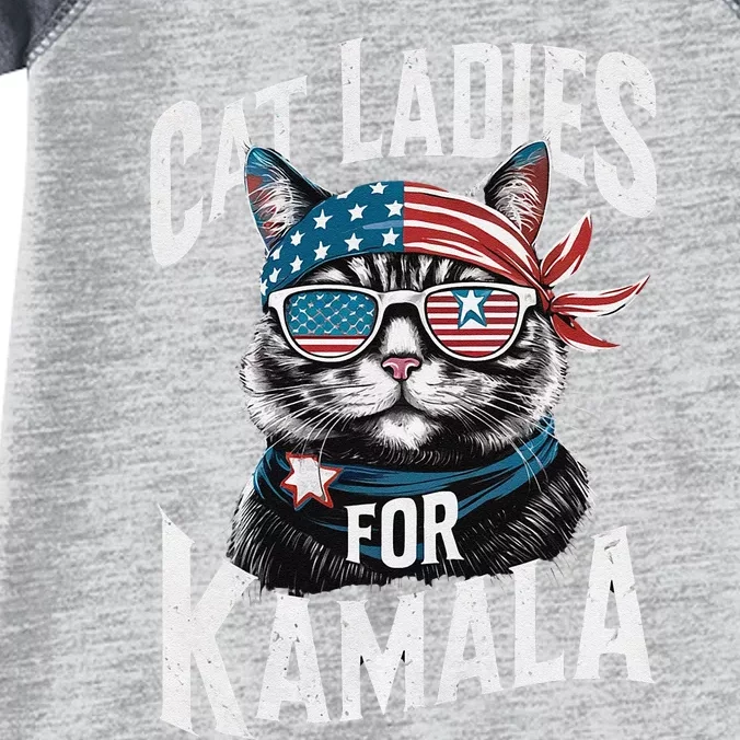 Cat Ladies For Kamala 2024 President Kamalaharris Gift Infant Baby Jersey Bodysuit