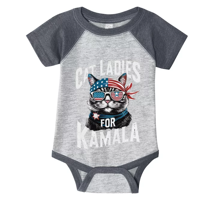 Cat Ladies For Kamala 2024 President Kamalaharris Gift Infant Baby Jersey Bodysuit