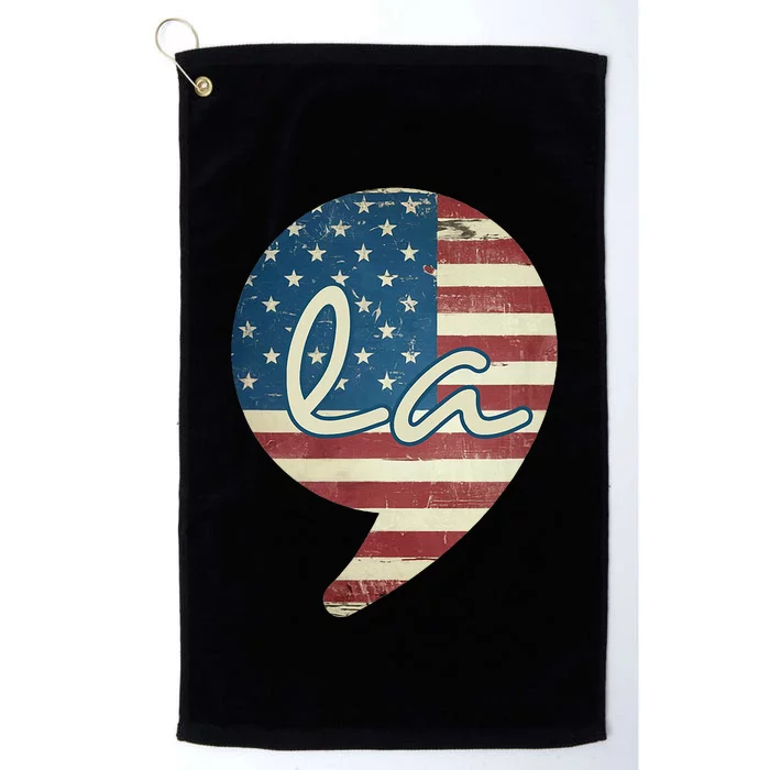 Comma La Funny Kamala Harris Usa Flag Platinum Collection Golf Towel