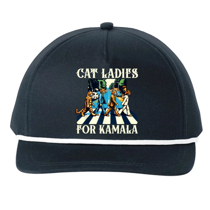 Cat Ladies For Kamala Childless Cat Ladies Not Going Back Snapback Five-Panel Rope Hat