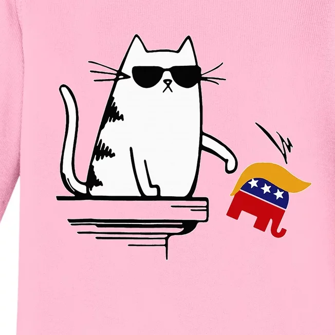 Cat Ladies For Kamala Harris Donald Trump 2024 Sarcastic Baby Long Sleeve Bodysuit