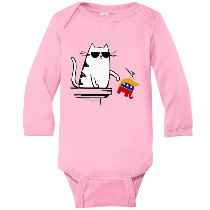 Cat Ladies For Kamala Harris Donald Trump 2024 Sarcastic Baby Long Sleeve Bodysuit