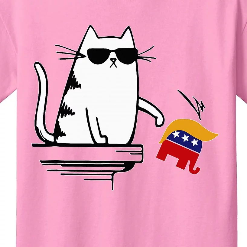 Cat Ladies For Kamala Harris Donald Trump 2024 Sarcastic Kids T-Shirt