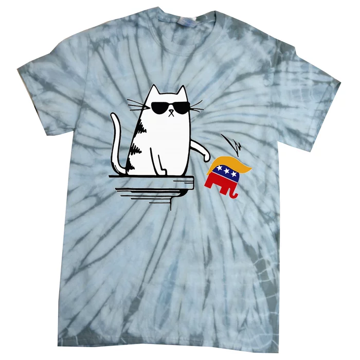 Cat Ladies For Kamala Harris Donald Trump 2024 Sarcastic Tie-Dye T-Shirt