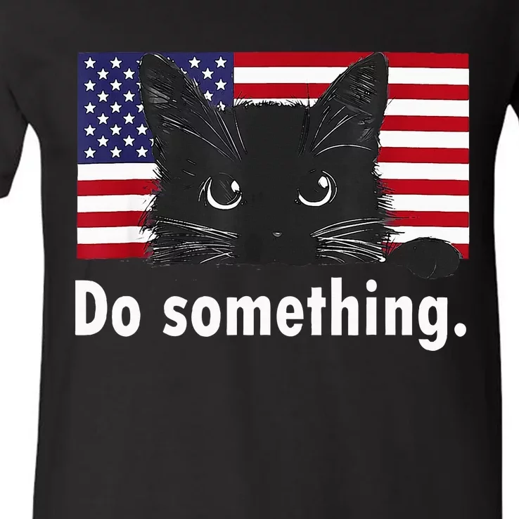 Cat Ladies Funny Kamala Harris 2024 Election Do Something V-Neck T-Shirt