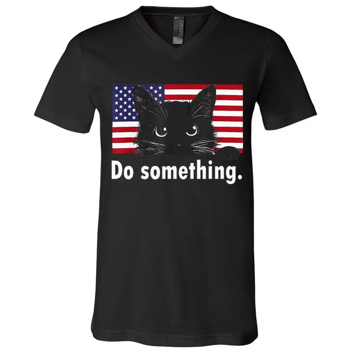 Cat Ladies Funny Kamala Harris 2024 Election Do Something V-Neck T-Shirt