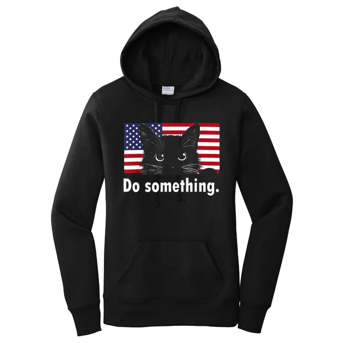 Cat Ladies Funny Kamala Harris 2024 Election Do Something Women's Pullover Hoodie