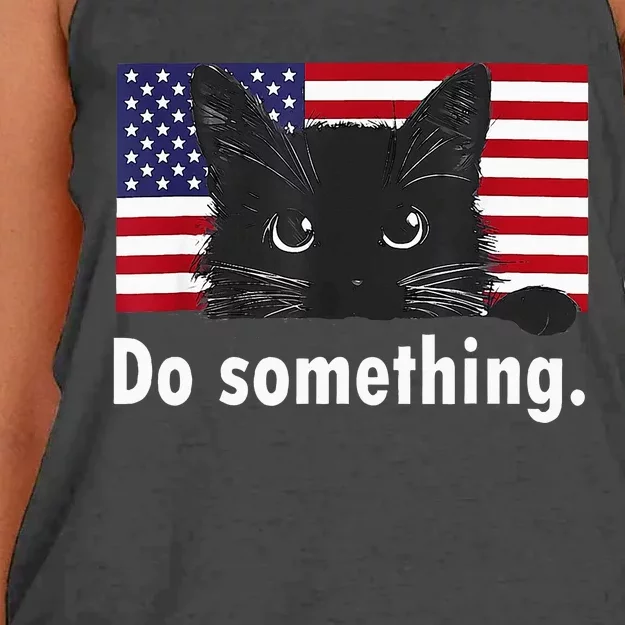 Cat Ladies Funny Kamala Harris 2024 Election Do Something Women's Knotted Racerback Tank