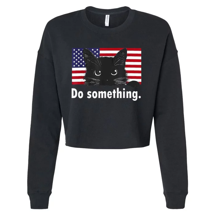 Cat Ladies Funny Kamala Harris 2024 Election Do Something Cropped Pullover Crew