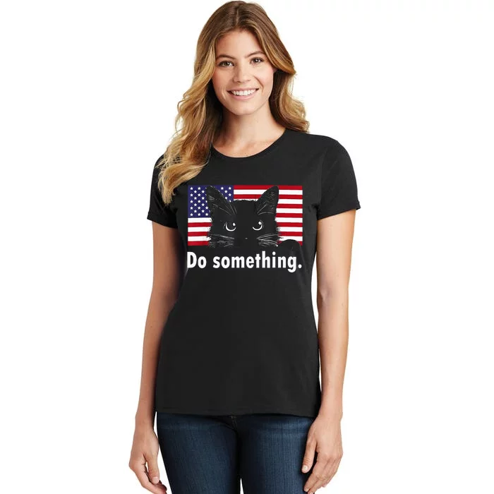 Cat Ladies Funny Kamala Harris 2024 Election Do Something Women's T-Shirt