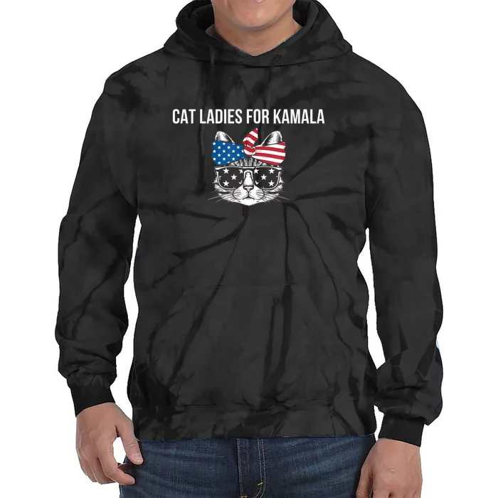 Cat Ladies For Kamala . Tie Dye Hoodie