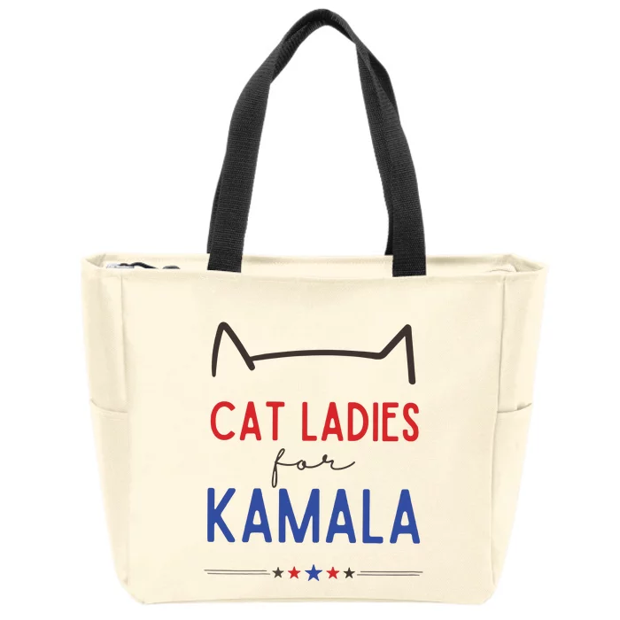 Cat Ladies For Kamala Cat Lady For Women Feminist Zip Tote Bag