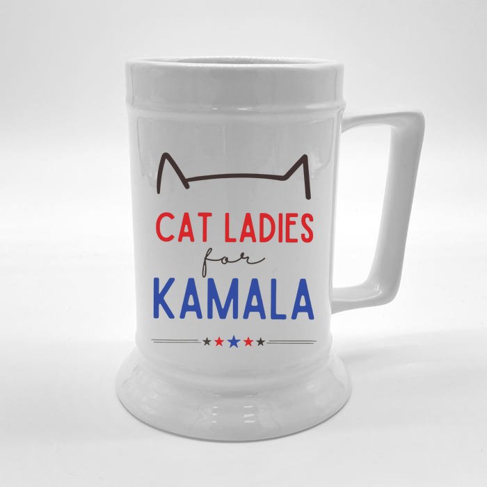 Cat Ladies For Kamala Cat Lady For Women Feminist Front & Back Beer Stein