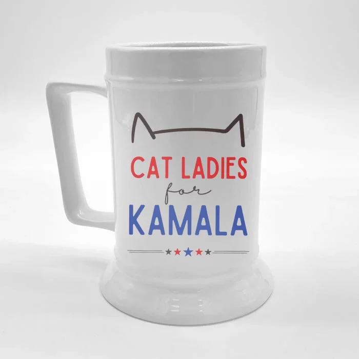 Cat Ladies For Kamala Cat Lady For Women Feminist Front & Back Beer Stein