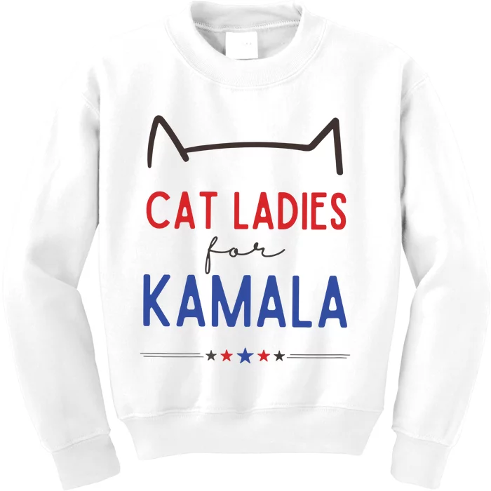 Cat Ladies For Kamala Cat Lady For Women Feminist Kids Sweatshirt